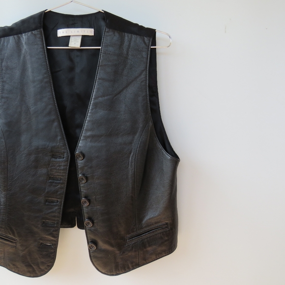Vintage The Limited Black Leather Vest Size Medium - Picture 8 of 15